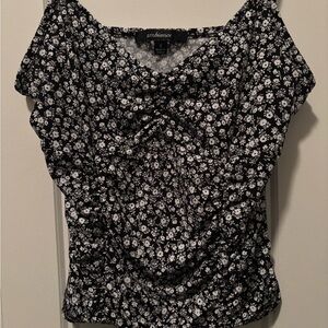 Ambiance Black and White Floral Blouse